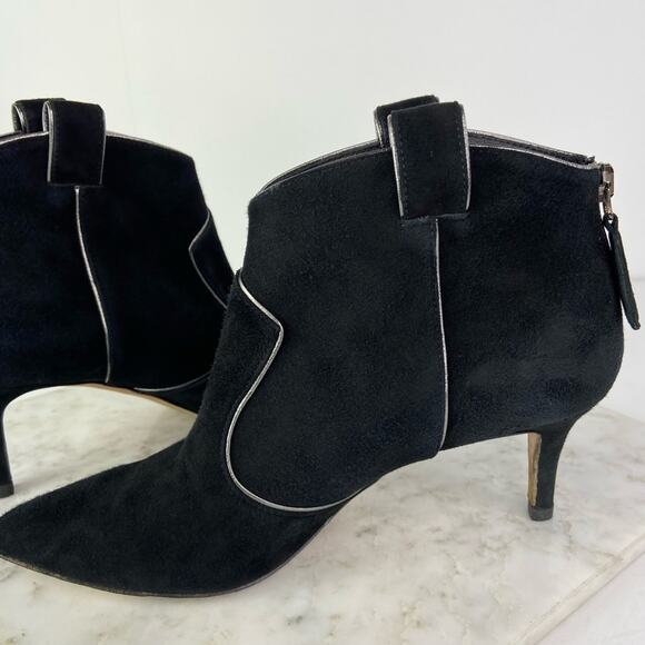 Veronica Beard Lexi Ankle Boots Western Heeled Bootie Black Suede  EU 36 $450 - Picture 8 of 10